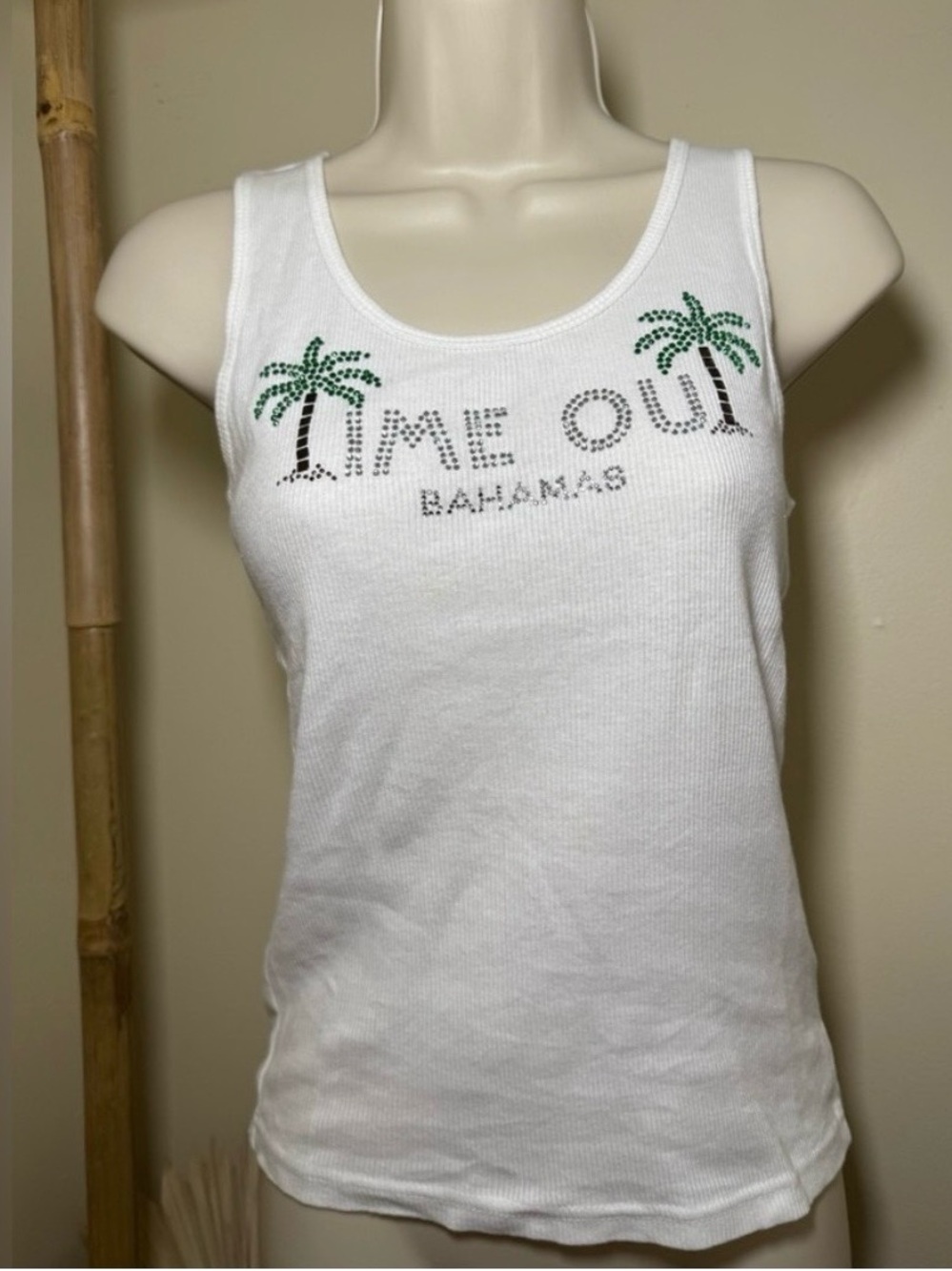 White 'Time Out Bahamas' Palm Tree Tank Top